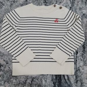 Bonpoint Girls Sweater Navy Stripes